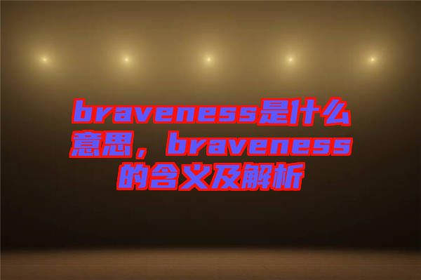 braveness是什么意思，braveness的含義及解析