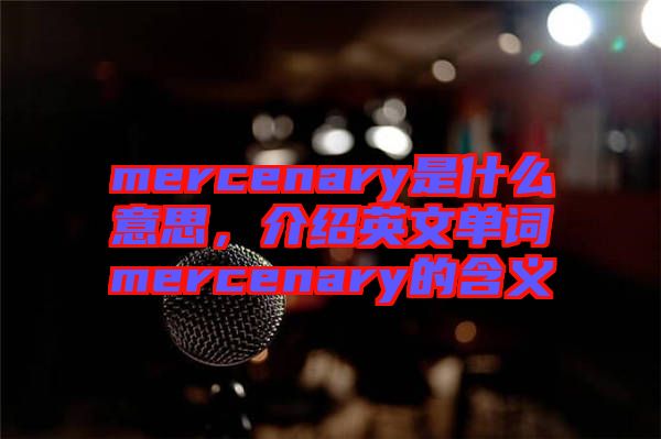 mercenary是什么意思，介紹英文單詞mercenary的含義