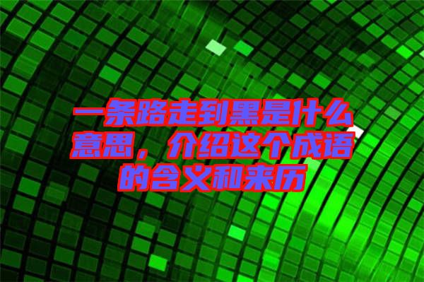 一條路走到黑是什么意思，介紹這個(gè)成語的含義和來歷