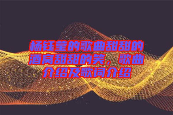 楊鈺瑩的歌曲甜甜的酒窩甜甜的笑，歌曲介紹及歌詞介紹