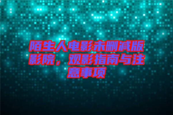 陌生人電影未刪減版影院，觀影指南與注意事項(xiàng)