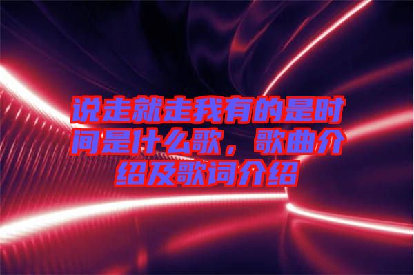 說走就走我有的是時(shí)間是什么歌，歌曲介紹及歌詞介紹