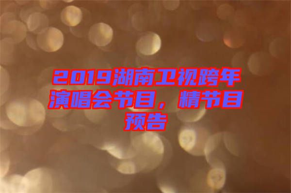 2019湖南衛(wèi)視跨年演唱會(huì)節(jié)目，精節(jié)目預(yù)告