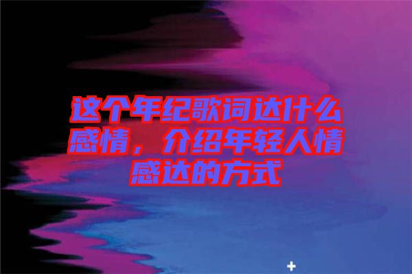 這個年紀歌詞達什么感情，介紹年輕人情感達的方式