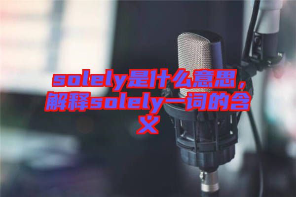 solely是什么意思，解釋solely一詞的含義