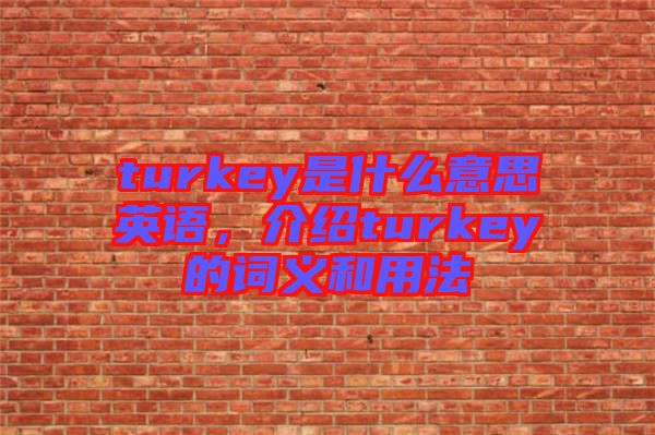 turkey是什么意思英語，介紹turkey的詞義和用法