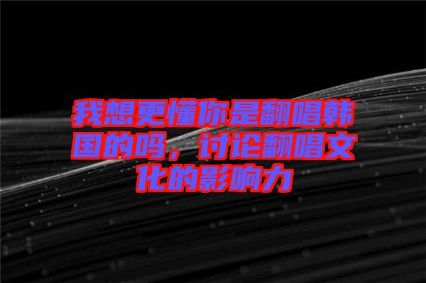 我想更懂你是翻唱韓國(guó)的嗎，討論翻唱文化的影響力