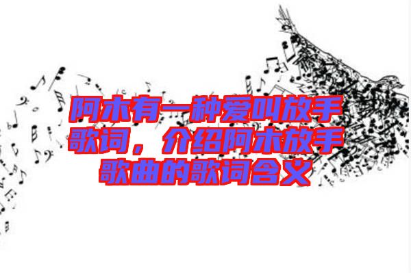 阿木有一種愛叫放手歌詞，介紹阿木放手歌曲的歌詞含義