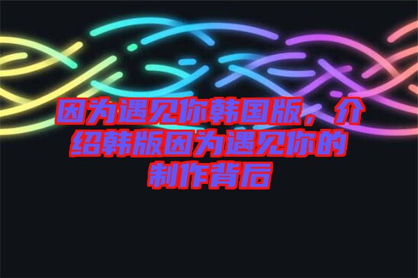 因?yàn)橛鲆?jiàn)你韓國(guó)版，介紹韓版因?yàn)橛鲆?jiàn)你的制作背后