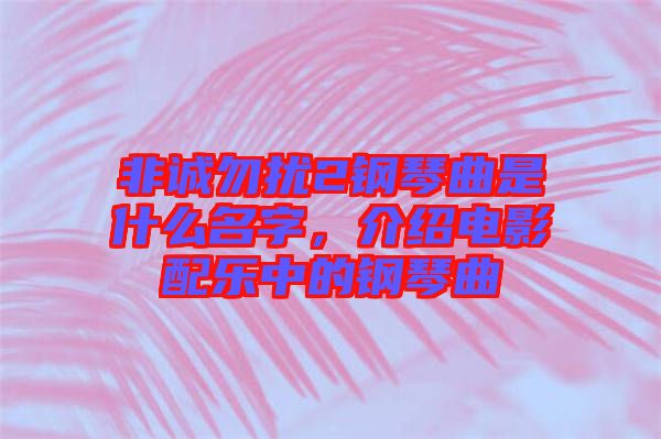 非誠勿擾2鋼琴曲是什么名字，介紹電影配樂中的鋼琴曲