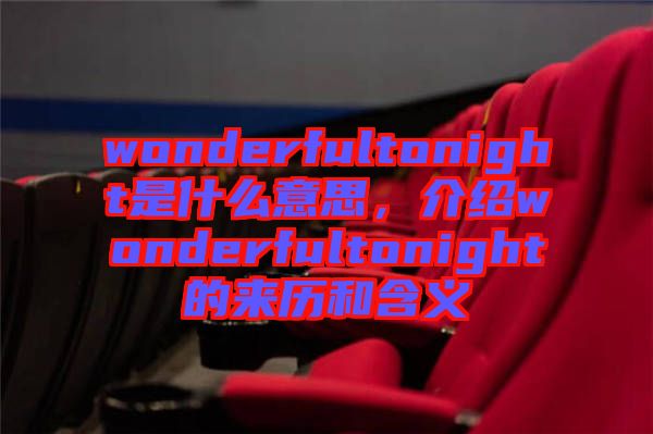 wonderfultonight是什么意思，介紹wonderfultonight的來歷和含義