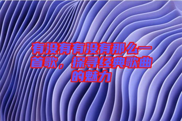 有沒有有沒有那么一首歌，探尋經(jīng)典歌曲的魅力