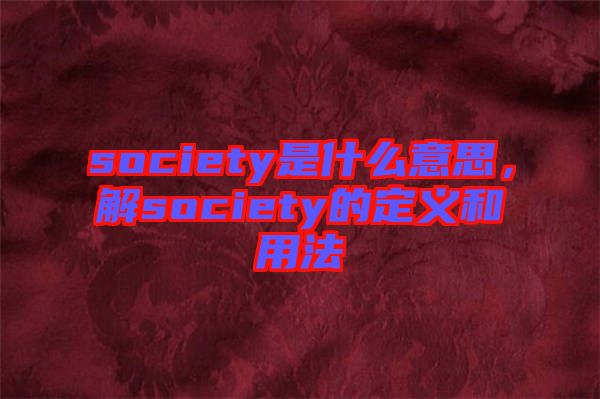 society是什么意思，解society的定義和用法