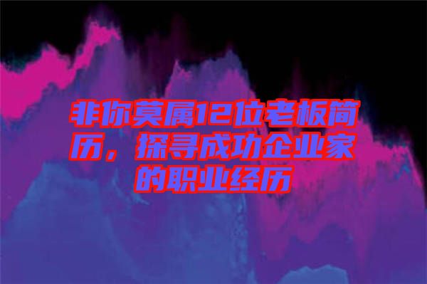 非你莫屬12位老板簡歷，探尋成功企業(yè)家的職業(yè)經(jīng)歷