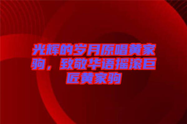 光輝的歲月原唱黃家駒，致敬華語搖滾巨匠黃家駒