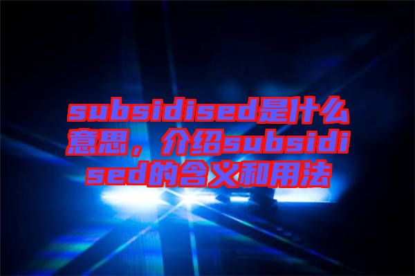 subsidised是什么意思，介紹subsidised的含義和用法