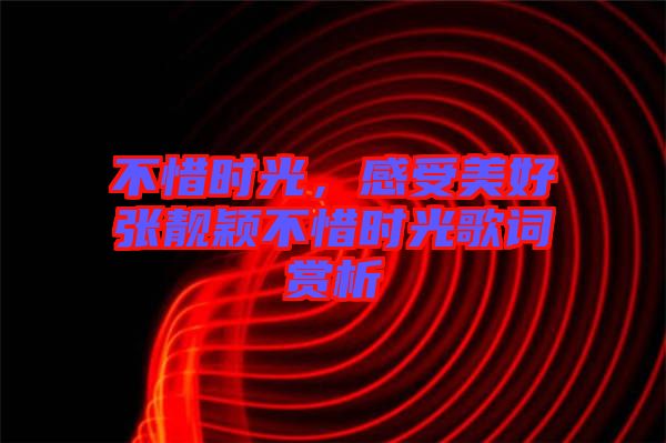 不惜時(shí)光，感受美好張靚穎不惜時(shí)光歌詞賞析