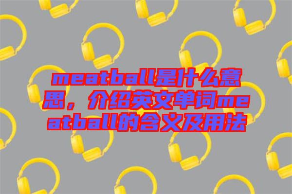 meatball是什么意思，介紹英文單詞meatball的含義及用法