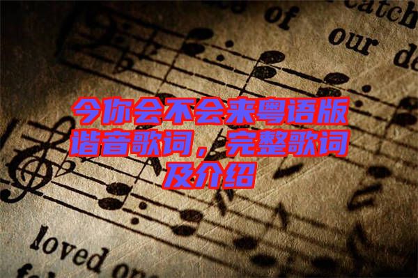 今你會(huì)不會(huì)來粵語版諧音歌詞，完整歌詞及介紹