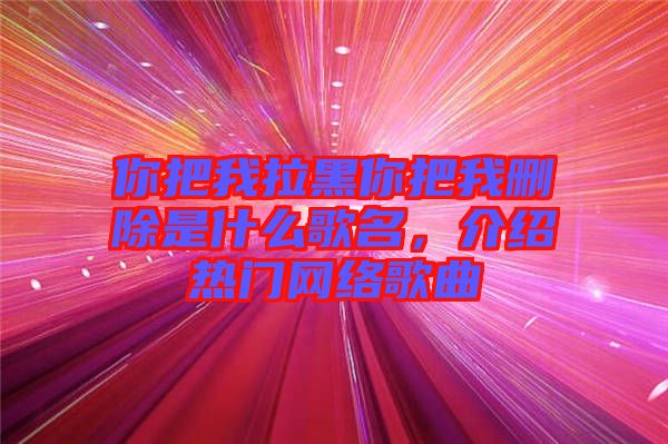 你把我拉黑你把我刪除是什么歌名，介紹熱門網(wǎng)絡歌曲