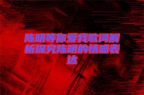 陳明等你愛我歌詞解析探究陳明的情感表達(dá)