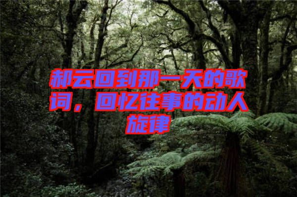 郝云回到那一天的歌詞，回憶往事的動(dòng)人旋律