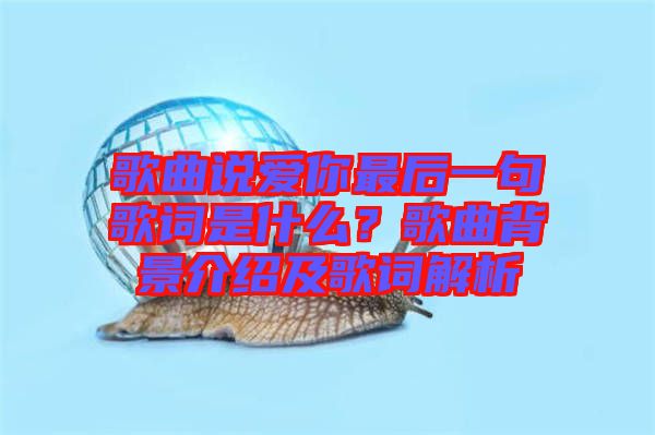 歌曲說愛你最后一句歌詞是什么？歌曲背景介紹及歌詞解析