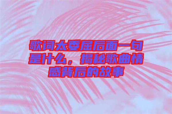 歌詞太委屈后面一句是什么，揭秘歌曲情感背后的故事