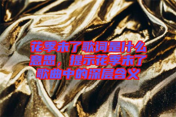 花季未了歌詞是什么意思，提示花季未了歌曲中的深層含義