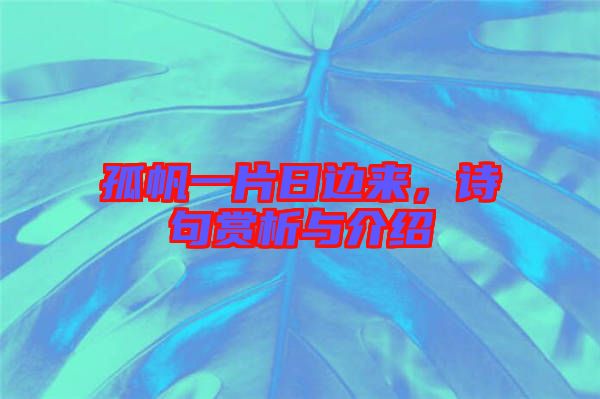 孤帆一片日邊來，詩句賞析與介紹