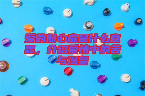 愛的徹心扉是什么意思，介紹愛情中的苦與渴望