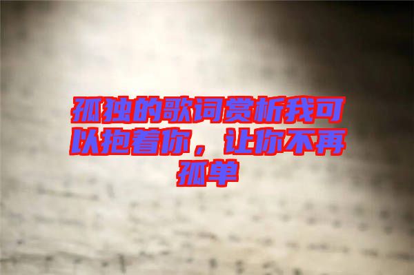 孤獨的歌詞賞析我可以抱著你，讓你不再孤單