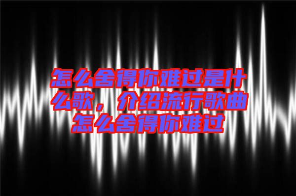 怎么舍得你難過是什么歌，介紹流行歌曲怎么舍得你難過