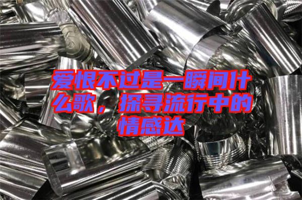 愛恨不過是一瞬間什么歌，探尋流行中的情感達(dá)