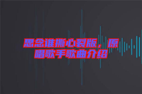 思念誰撕心裂版，原唱歌手歌曲介紹