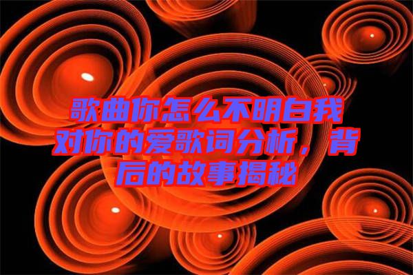 歌曲你怎么不明白我對(duì)你的愛歌詞分析，背后的故事揭秘