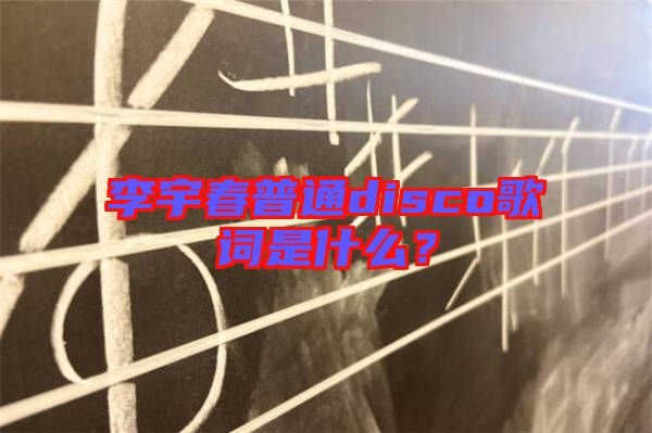 李宇春普通disco歌詞是什么？