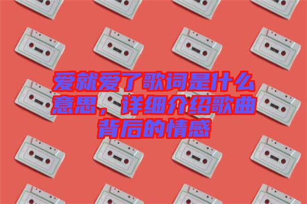 愛就愛了歌詞是什么意思，詳細(xì)介紹歌曲背后的情感