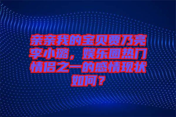 親親我的寶貝賈乃亮李小璐，娛樂圈熱門情侶之一的感情現(xiàn)狀如何？