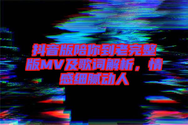 抖音版陪你到老完整版MV及歌詞解析，情感細(xì)膩動(dòng)人