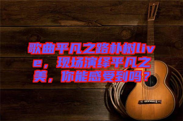 歌曲平凡之路樸樹live，現(xiàn)場(chǎng)演繹平凡之美，你能感受到嗎？