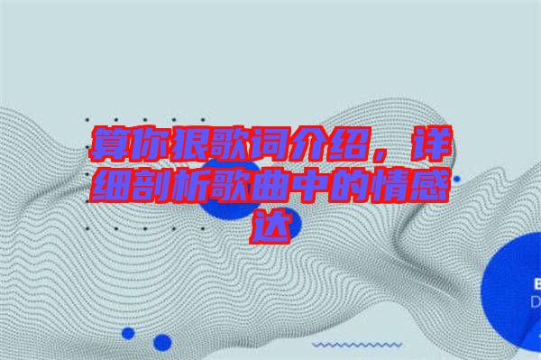 算你狠歌詞介紹，詳細(xì)剖析歌曲中的情感達(dá)