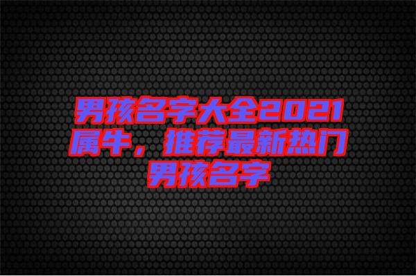 男孩名字大全2021屬牛，推薦最新熱門男孩名字