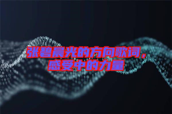 張碧晨光的方向歌詞，感受中的力量