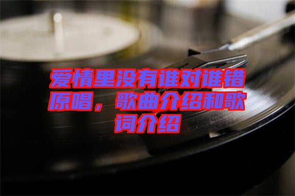 愛情里沒有誰對誰錯(cuò)原唱，歌曲介紹和歌詞介紹