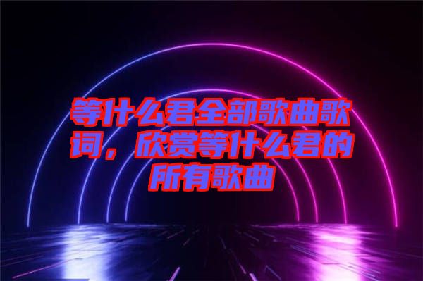 等什么君全部歌曲歌詞，欣賞等什么君的所有歌曲