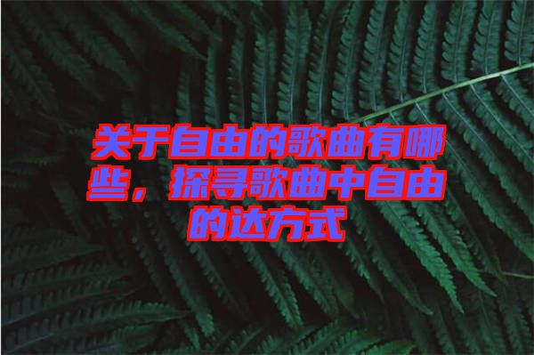 關于自由的歌曲有哪些，探尋歌曲中自由的達方式