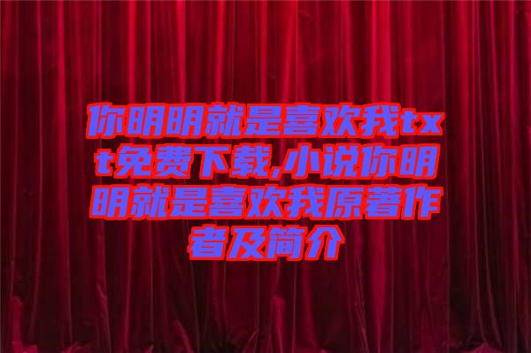 你明明就是喜歡我txt免費(fèi)下載,小說你明明就是喜歡我原著作者及簡(jiǎn)介