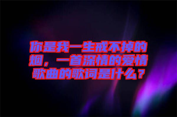 你是我一生戒不掉的煙，一首深情的愛情歌曲的歌詞是什么？