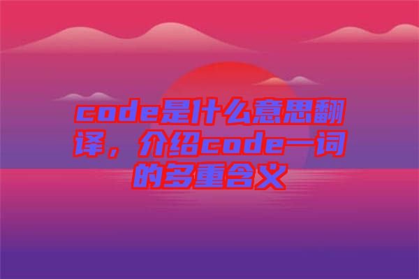 code是什么意思翻譯，介紹code一詞的多重含義